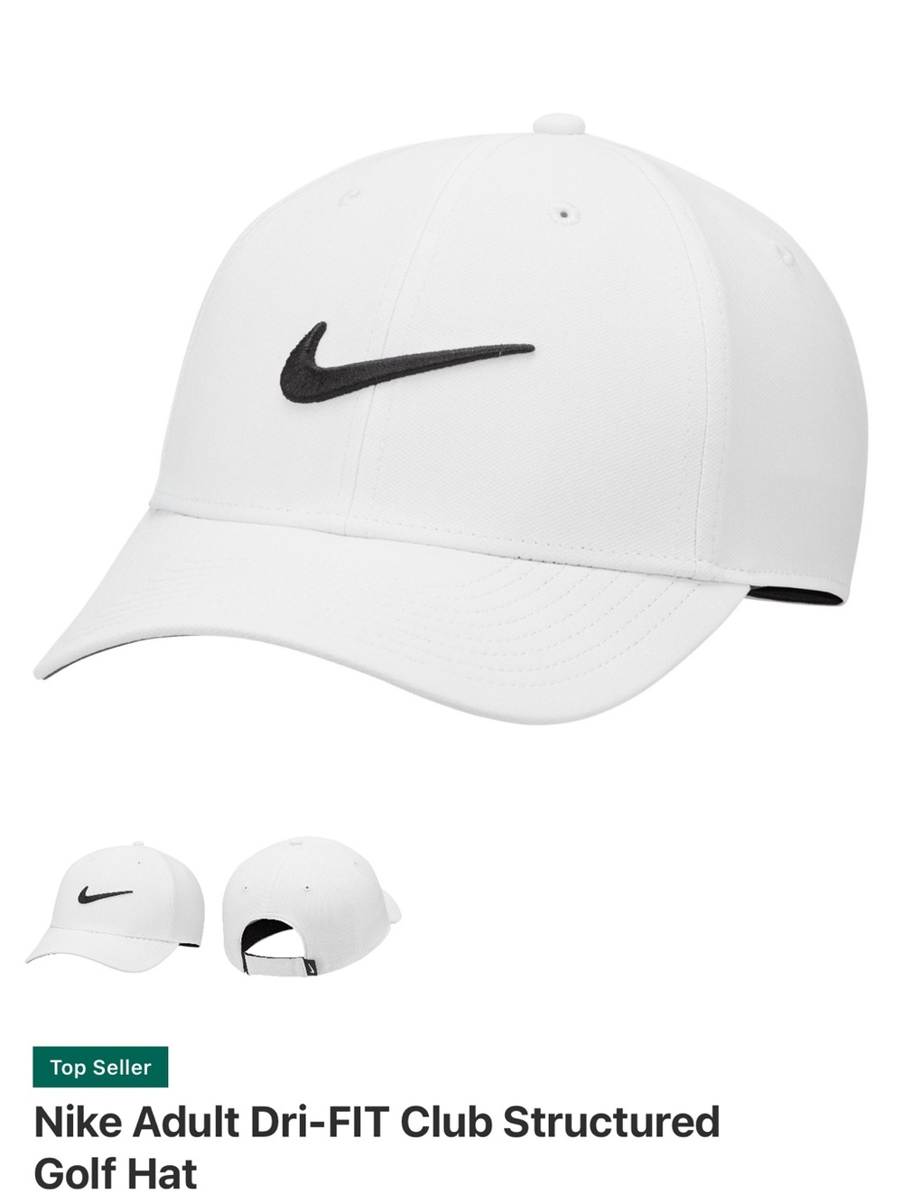 Nike White and Black Swoosh Dri-FIT Golf Hat